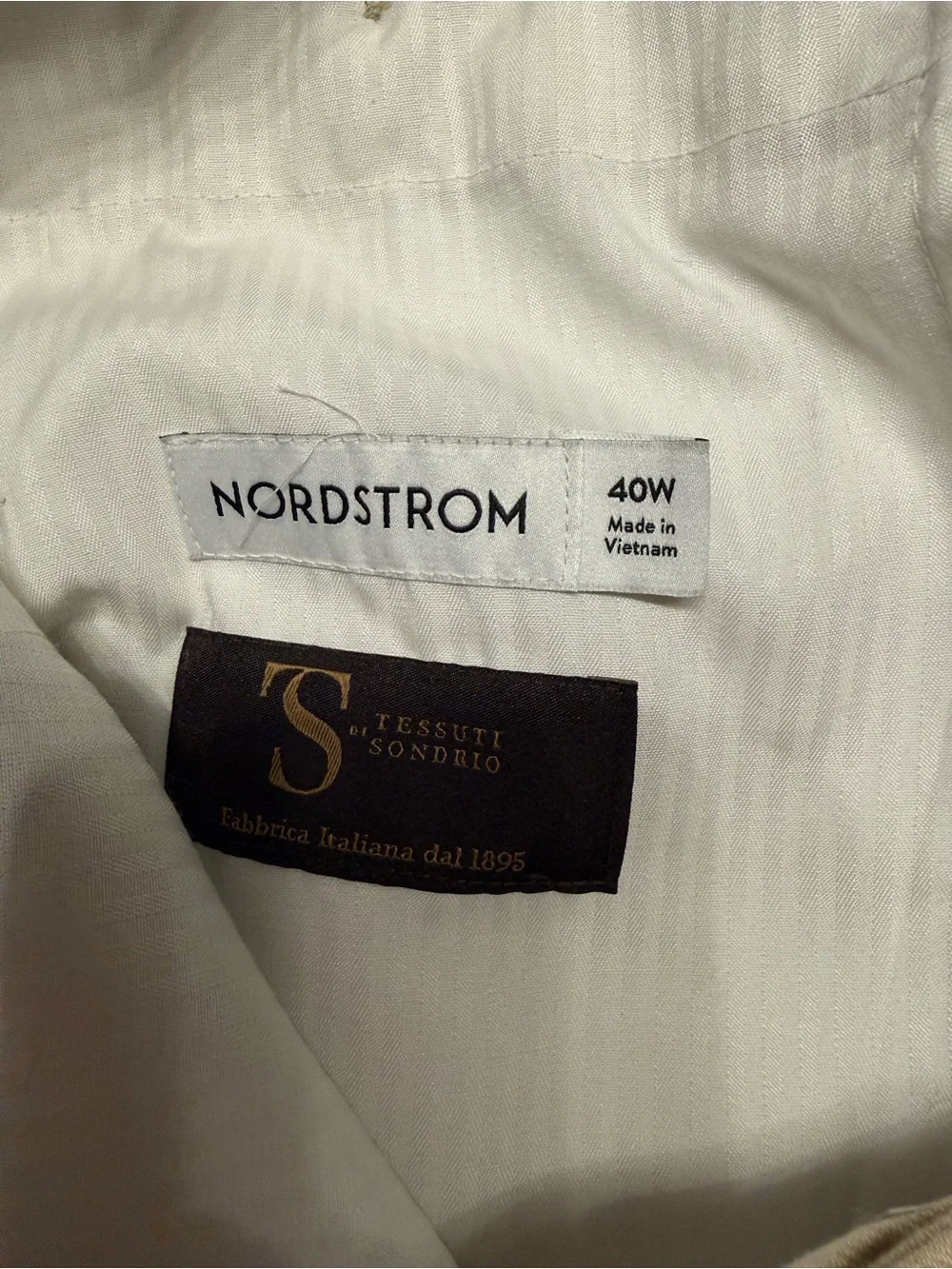 Nordstrom Men’s 100% Linen Trousers 40W Beige Tessuti di Sondrio Italian Fabric